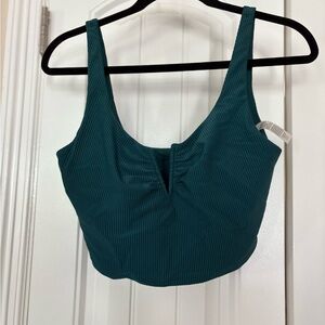 Teal Ribbed Tankini Crop Top